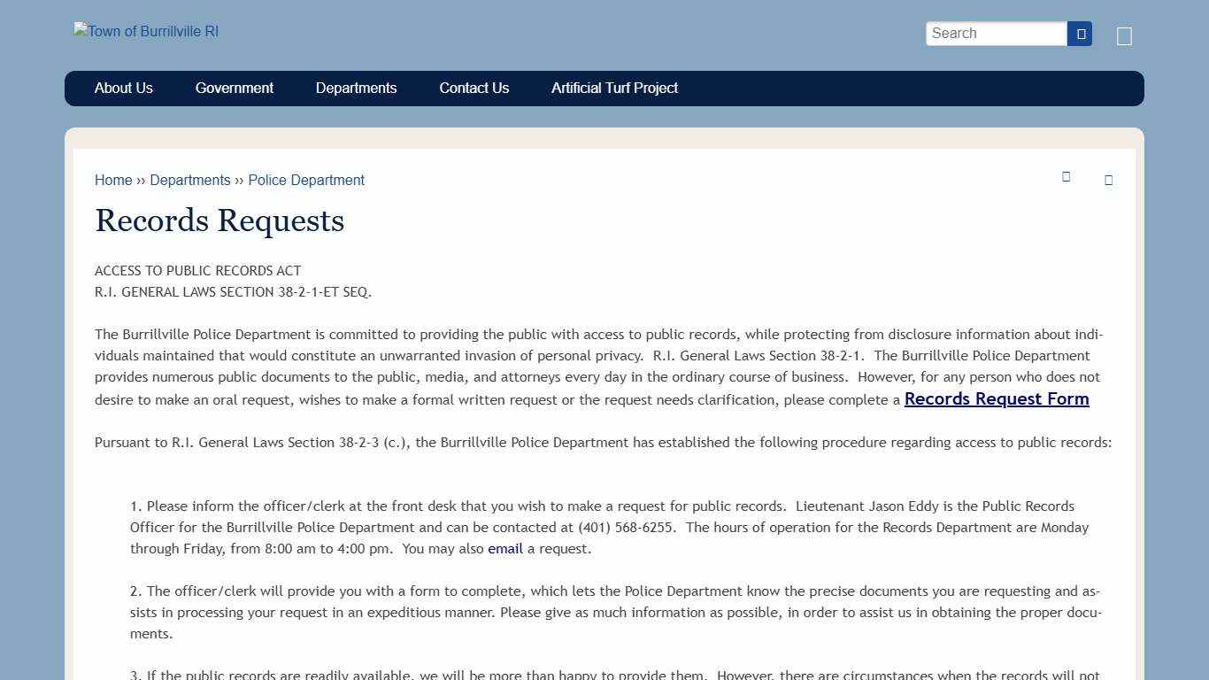Records Requests | Town of Burrillville RI