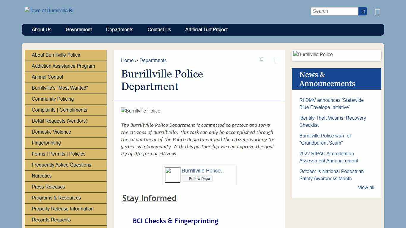 Burrillville Police Department | Town of Burrillville RI