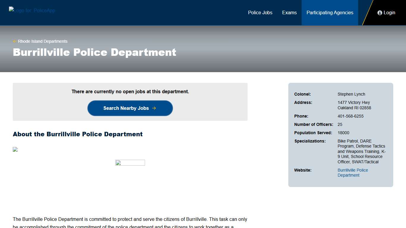 Burrillville RI Police Department | PoliceApp